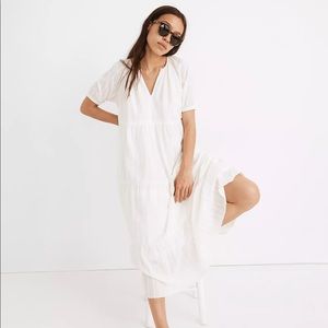 Madewell Bubble-Sleeve Tiered Midi Dress